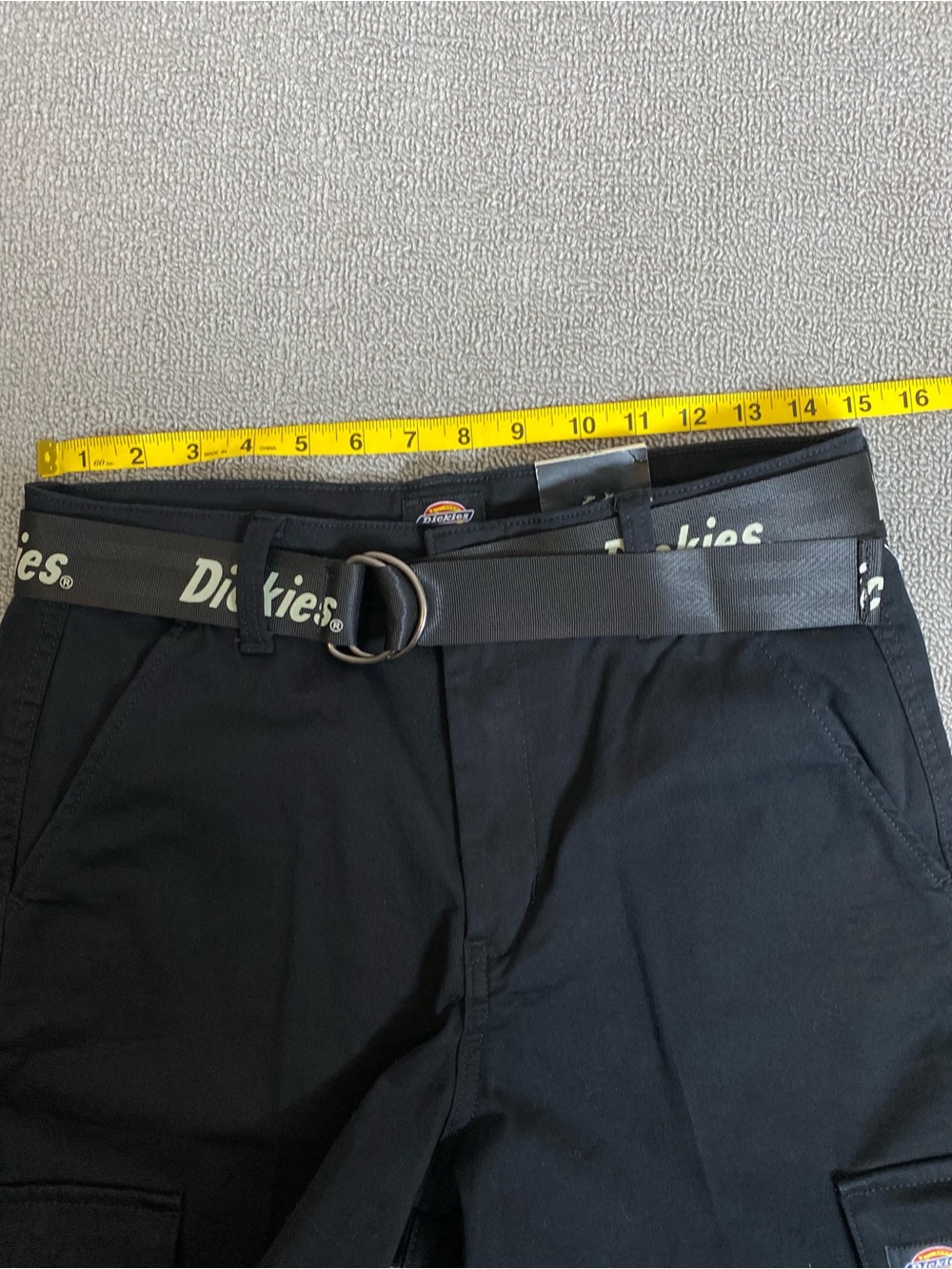 Dickies Women’s Relaxed Fit Cropped Black Utility Cargo Pants with Logo Belt - Picture 6 of 6